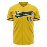 Custom Yellow Baseball Jersey (With Green Color)