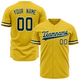 Custom Yellow Baseball Jersey (With Green Color)