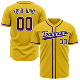 Custom Yellow Baseball Jersey (With Purple Color)