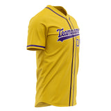 Custom Yellow Baseball Jersey (With Purple Color)