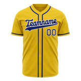 Custom Yellow Baseball Jersey (With Navy Color)