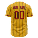 Custom Yellow Baseball Jersey (With Red Black Pinstripe)