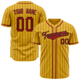 Custom Yellow Baseball Jersey (With Red Black Pinstripe)