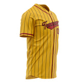 Custom Yellow Baseball Jersey (With Red Black Pinstripe)