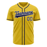 Custom Yellow Baseball Jersey (With Navy Color)