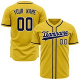 Custom Yellow Baseball Jersey (With Navy Color)