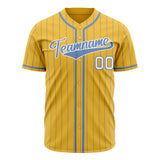 Custom Yellow Baseball Jersey (With Light Blue Light Blue Pinstripe)