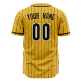 Custom Yellow Baseball Jersey (With Black Black Pinstripe)