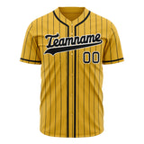 Custom Yellow Baseball Jersey (With Black Black Pinstripe)