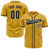 Custom Yellow Baseball Jersey (With Black Black Pinstripe)