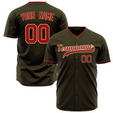 Custom Olive Baseball Jersey (With Red Color)