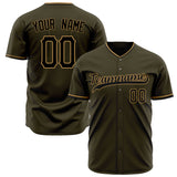 Custom Olive Baseball Jersey (With Old Gold Color)