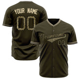 Custom Olive Baseball Jersey (With Camo Color)