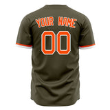 Custom Olive Baseball Jersey (With Orange Color)