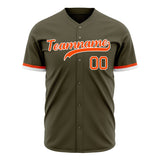 Custom Olive Baseball Jersey (With Orange Color)