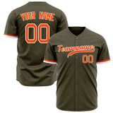 Custom Olive Baseball Jersey (With Orange Color)