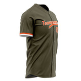 Custom Olive Baseball Jersey (With Orange Color)