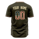 Custom Olive Baseball Jersey (With Cream Vintage USA Flag)