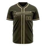 Custom Olive Baseball Jersey (With Cream Color)