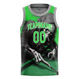 Custom Green Skull Basketball Jersey