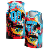 Custom Blue Skull Basketball Jersey