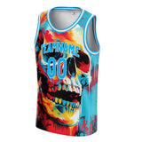 Custom Blue Skull Basketball Jersey