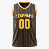 Custom Brown Gold Pinstripe Basketball Jersey