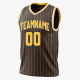 Custom Brown Gold Pinstripe Basketball Jersey