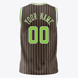 Custom Brown Neon Green Pinstripe Basketball Jersey