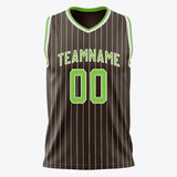 Custom Brown Neon Green Pinstripe Basketball Jersey