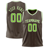 Custom Brown Neon Green Pinstripe Basketball Jersey BS02240626CS041