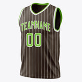 Custom Brown Neon Green Pinstripe Basketball Jersey