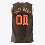 Custom Brown Orange Pinstripe Basketball Jersey