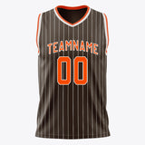 Custom Brown Orange Pinstripe Basketball Jersey