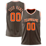 Custom Brown Orange Pinstripe Basketball Jersey