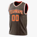 Custom Brown Orange Pinstripe Basketball Jersey