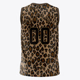 Custom Brown Old Gold Leopard Print Basketball Jersey