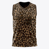 Custom Brown Old Gold Leopard Print Basketball Jersey