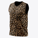 Custom Brown Old Gold Leopard Print Basketball Jersey