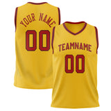 Custom Gold Red Solid Color Basketball Jersey