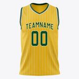 Custom Gold Kelly Green Pinstripe Basketball Jersey