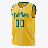 Custom Gold Kelly Green Pinstripe Basketball Jersey