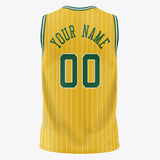 Custom Gold Kelly Green Pinstripe Basketball Jersey