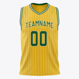 Custom Gold Kelly Green Pinstripe Basketball Jersey