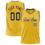 Custom Gold Black Solid Color Basketball Jersey