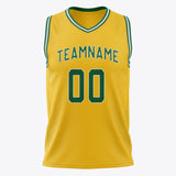 Custom Gold Kelly Green Solid Color Basketball Jersey