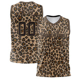 Custom Brown Black Leopard Print Basketball Jersey