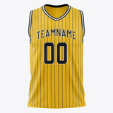 Custom Gold Black Pinstripe Basketball Jersey