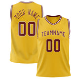 Custom Gold Red Solid Color Basketball Jersey BS02240626CS077