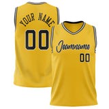 Custom Gold Black Solid Color Basketball Jersey